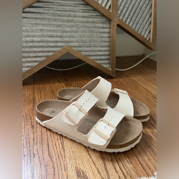 Birkenstock Women's Arizona Rivet Logo Vegan Canvas Sandal - Picture 6 of 9